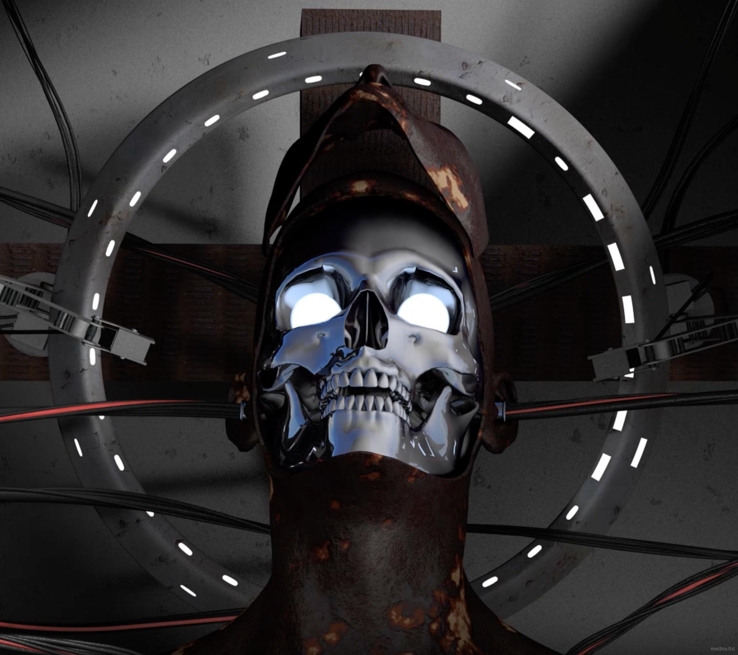 Rusted old cyborg 3D animation