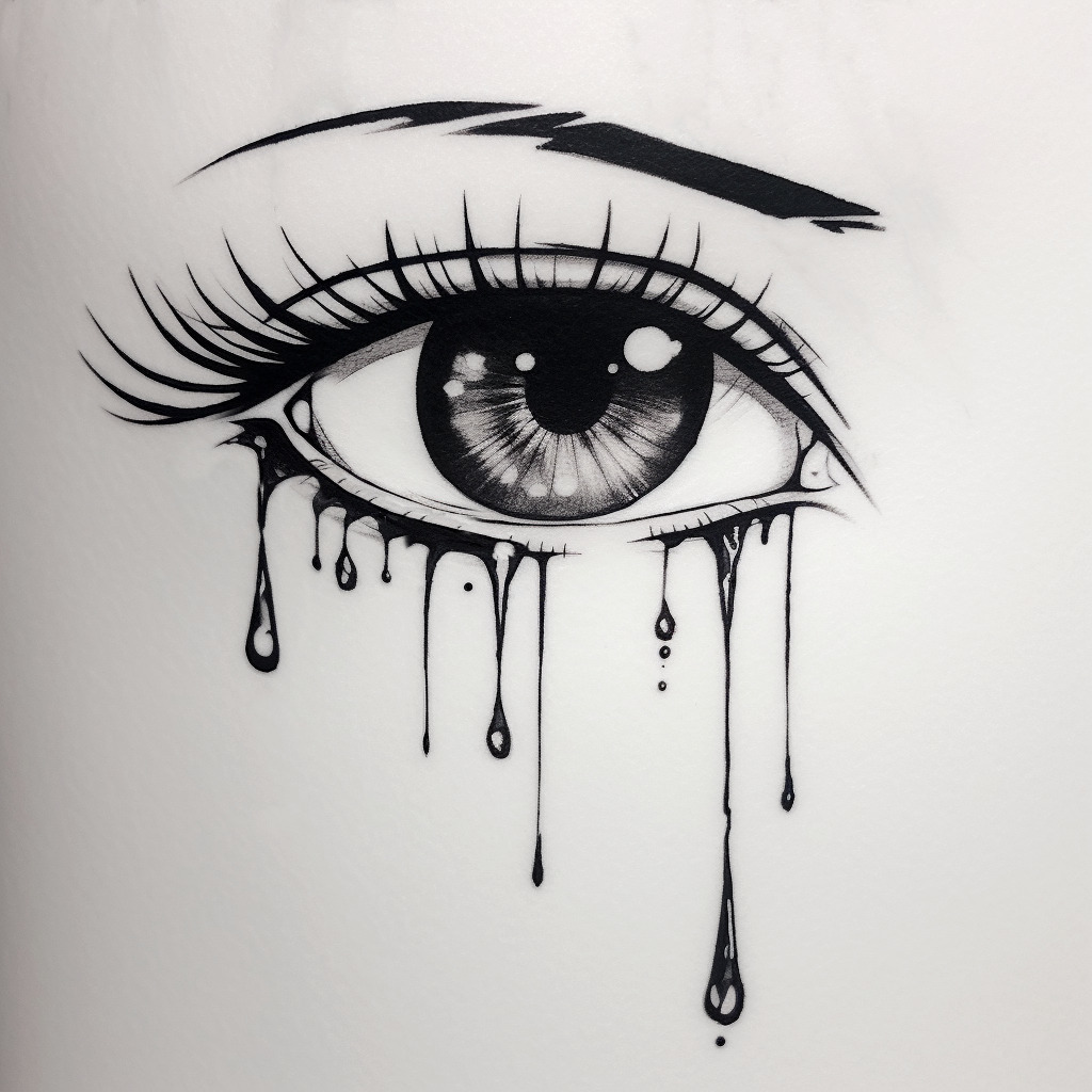 Crying eye black ink tattoo design