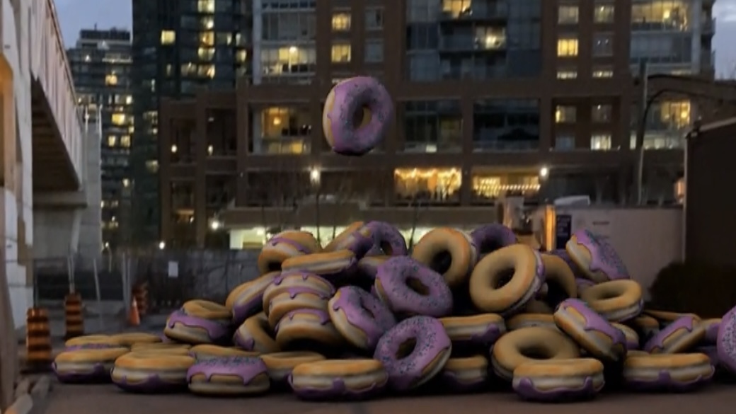 Advanced motion tracking of donuts falling from the sky