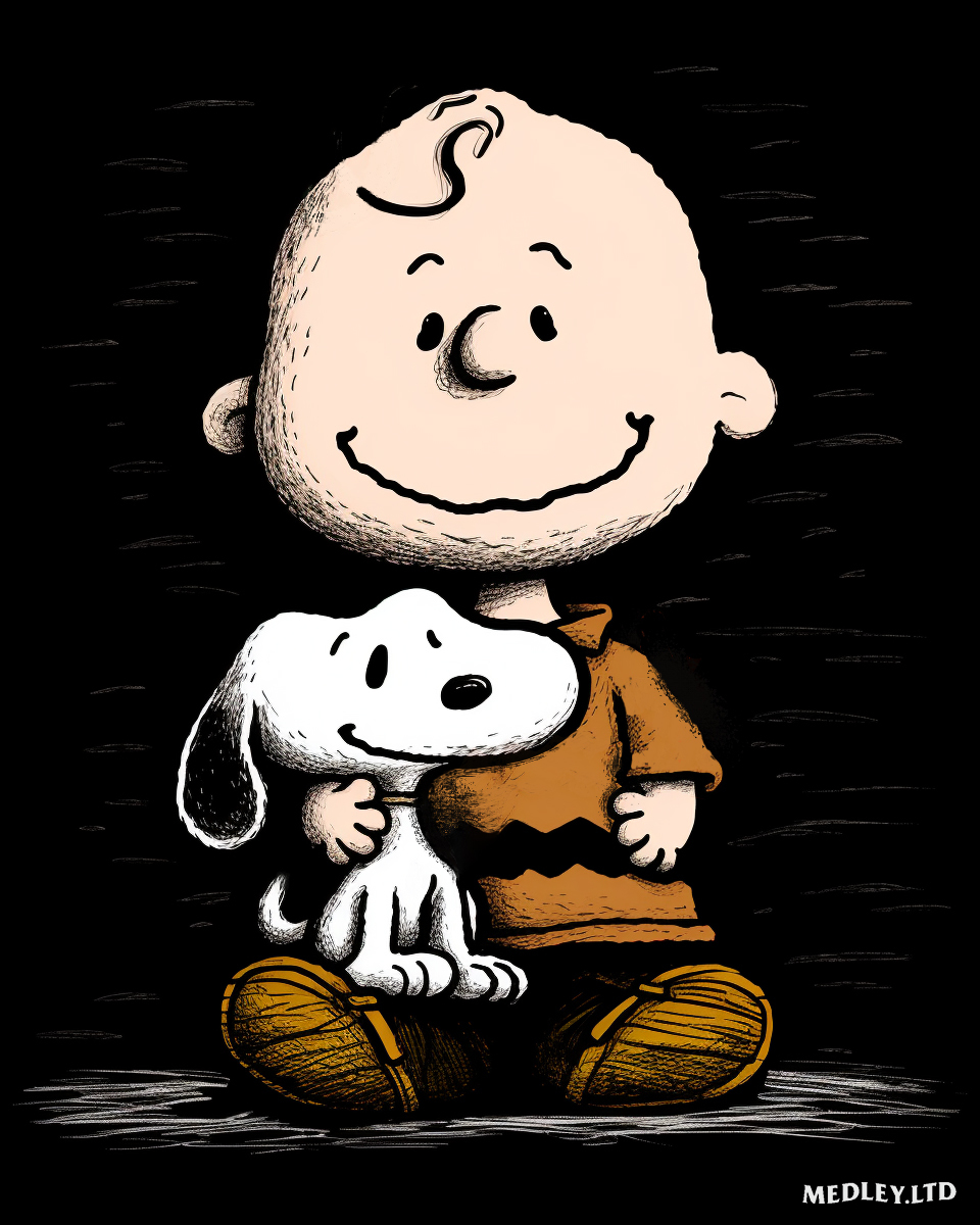 Cute illustration of Charlie Brown and Snoopy by artist and designer Matt Medley